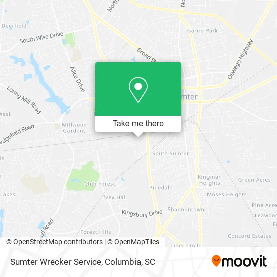 Sumter Wrecker Service map