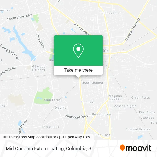 Mid Carolina Exterminating map
