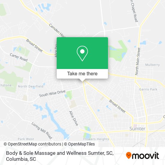 Mapa de Body & Sole Massage and Wellness Sumter, SC