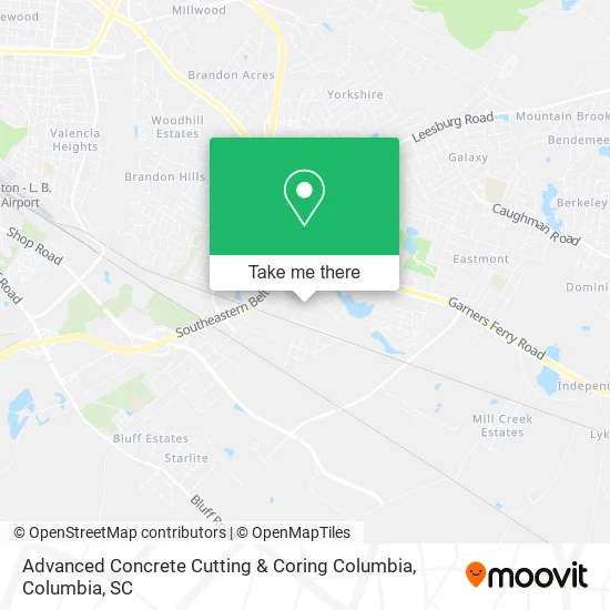 Advanced Concrete Cutting & Coring Columbia map