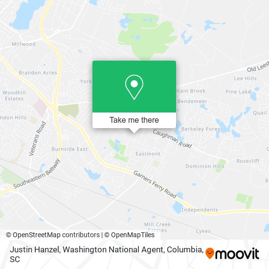 Mapa de Justin Hanzel, Washington National Agent