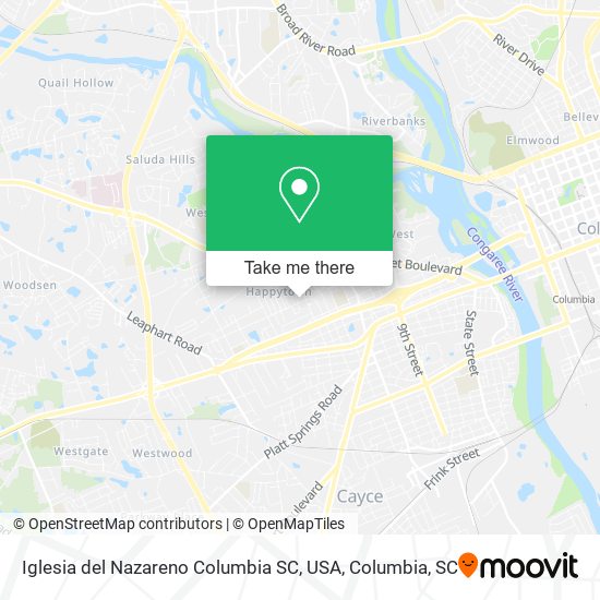 Iglesia del Nazareno Columbia SC, USA map