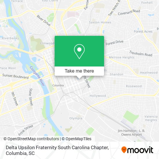 Mapa de Delta Upsilon Fraternity South Carolina Chapter