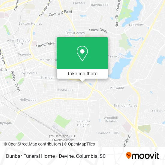Dunbar Funeral Home - Devine map