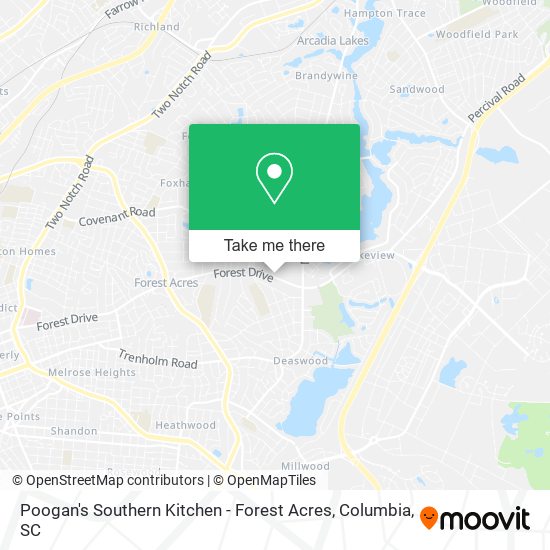 Poogan's Southern Kitchen - Forest Acres map