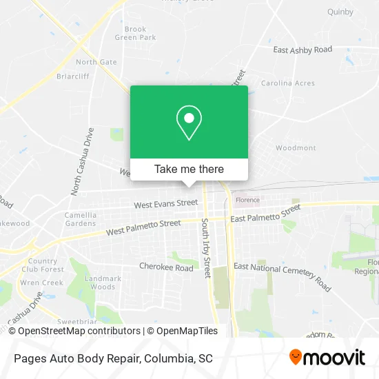 Pages Auto Body Repair map