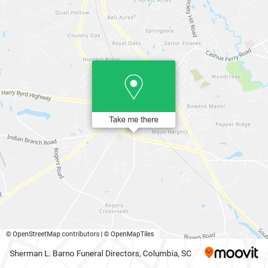 Sherman L. Barno Funeral Directors map