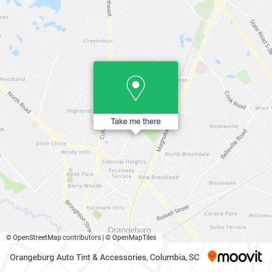 Mapa de Orangeburg Auto Tint & Accessories