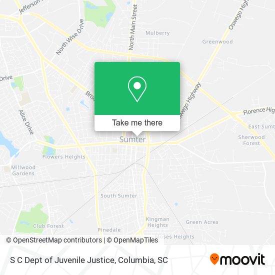 Mapa de S C Dept of Juvenile Justice