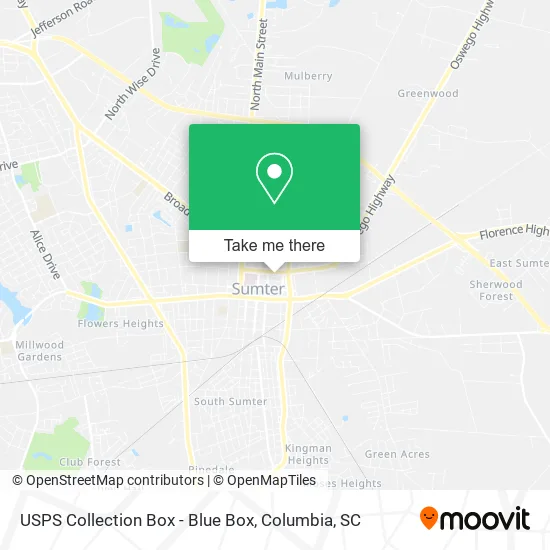 Mapa de USPS Collection Box - Blue Box