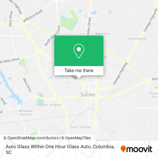 Mapa de Auto Glass Within One Hour Glass Auto
