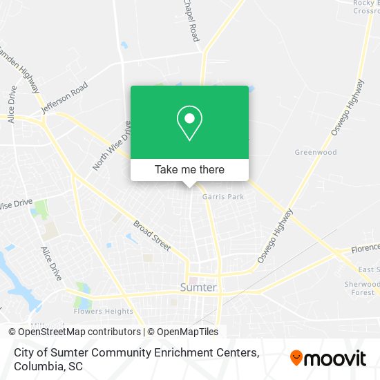 City of Sumter Community Enrichment Centers map