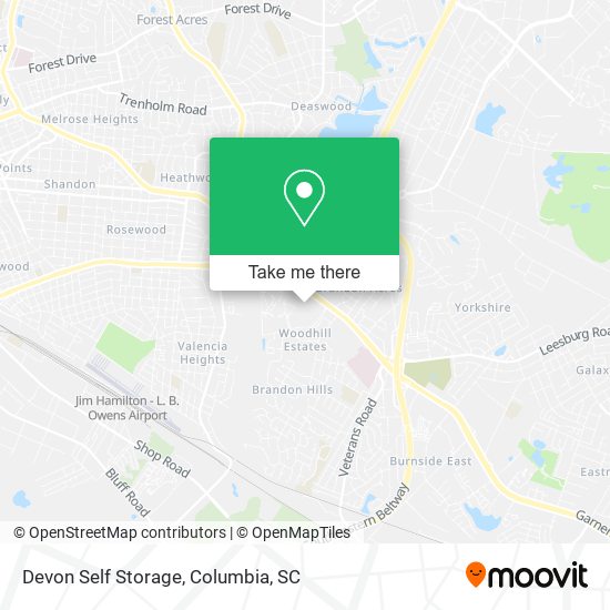 Mapa de Devon Self Storage