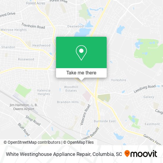 Mapa de White Westinghouse Appliance Repair