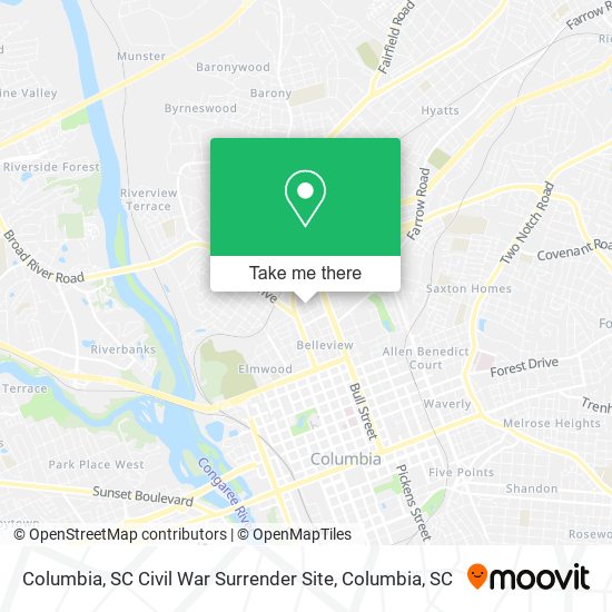 Columbia, SC Civil War Surrender Site map