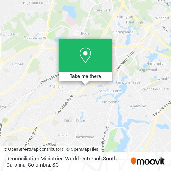 Mapa de Reconciliation Ministries World Outreach South Carolina