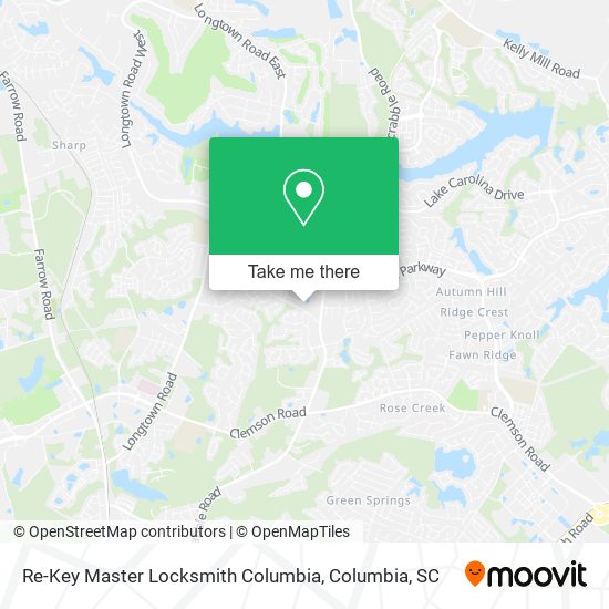 Mapa de Re-Key Master Locksmith Columbia
