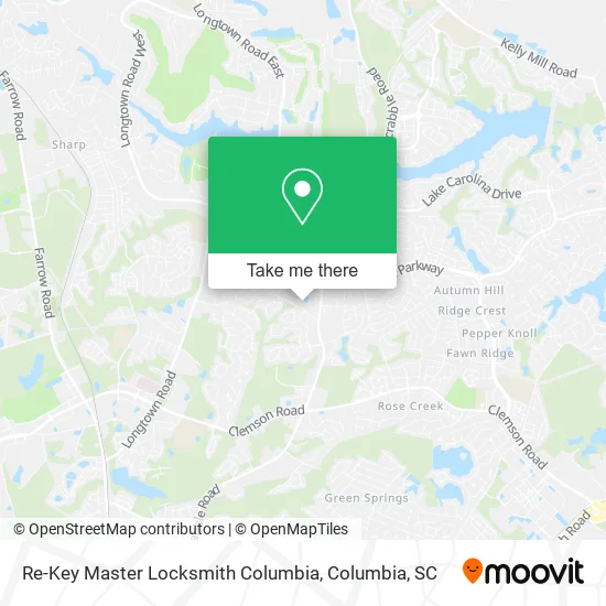 Mapa de Re-Key Master Locksmith Columbia