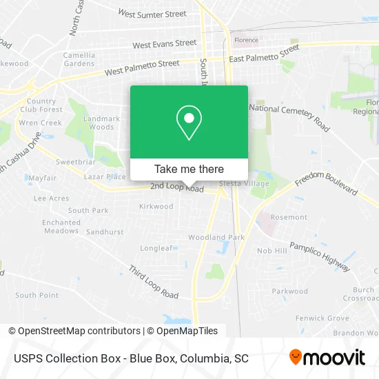 USPS Collection Box - Blue Box map