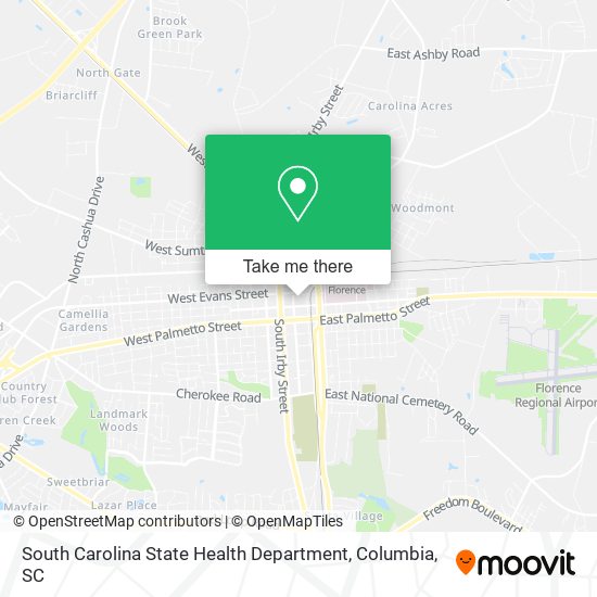 Mapa de South Carolina State Health Department