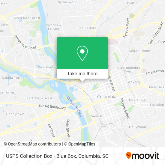 USPS Collection Box - Blue Box map