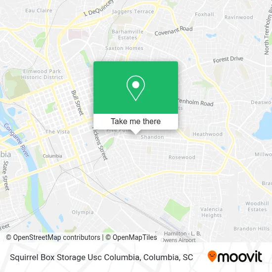 Squirrel Box Storage Usc Columbia map