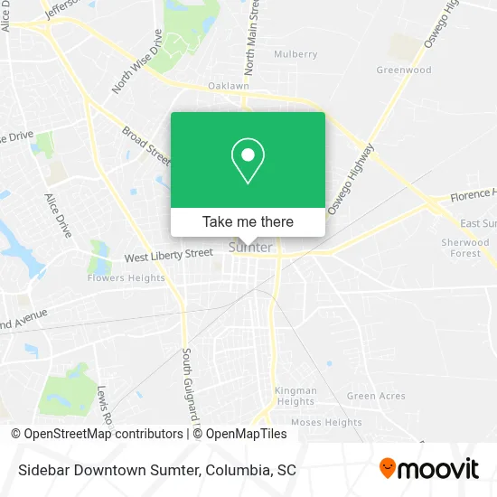 Sidebar Downtown Sumter map