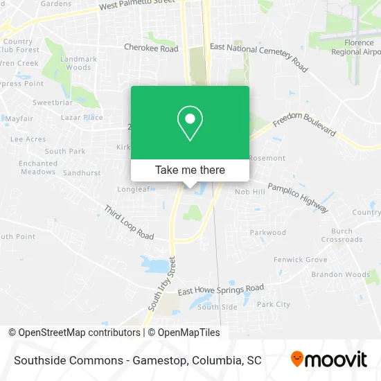 Southside Commons - Gamestop map