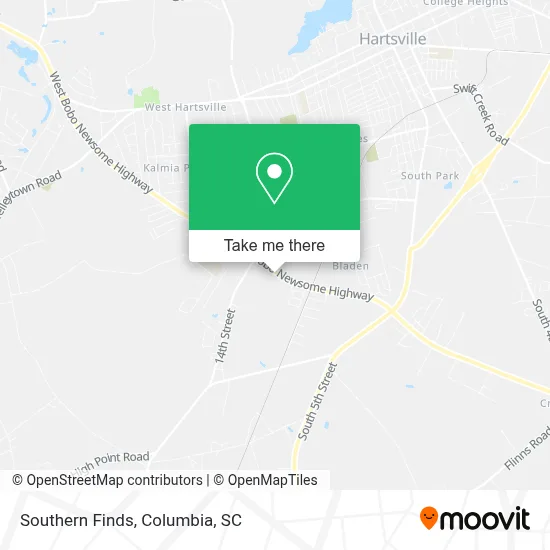 Southern Finds map