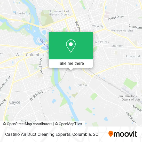Castillo Air Duct Cleaning Experts map