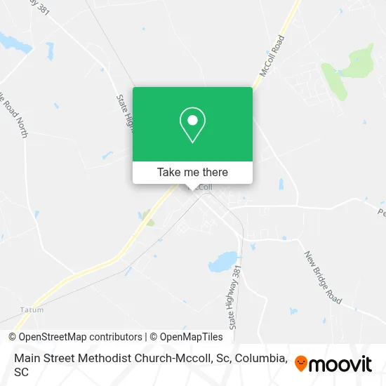 Main Street Methodist Church-Mccoll, Sc map