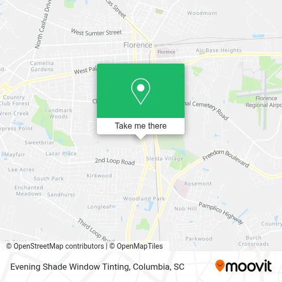 Evening Shade Window Tinting map
