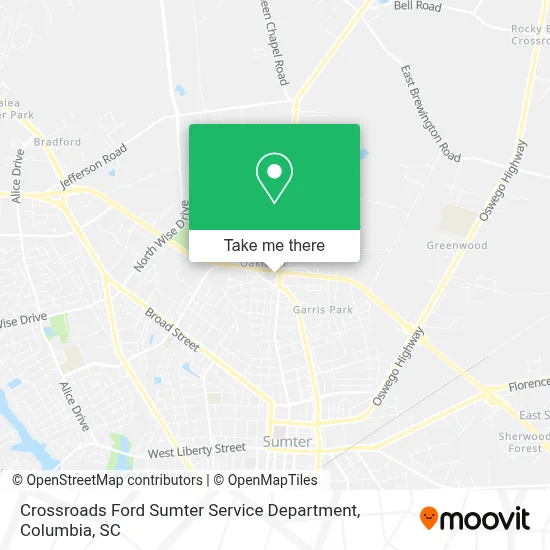 Crossroads Ford Sumter Service Department map