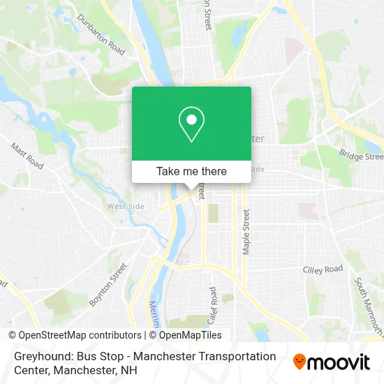 Greyhound: Bus Stop - Manchester Transportation Center map
