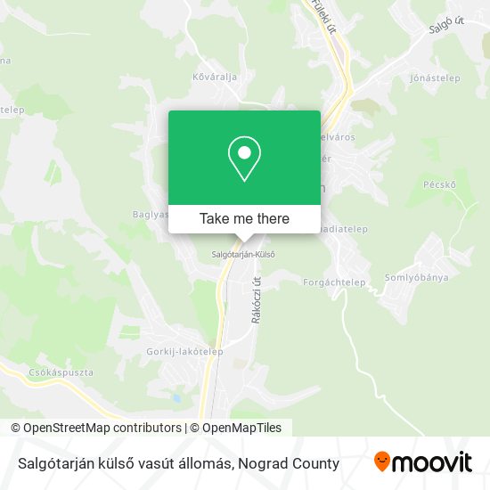 Salgótarján külső vasút állomás map