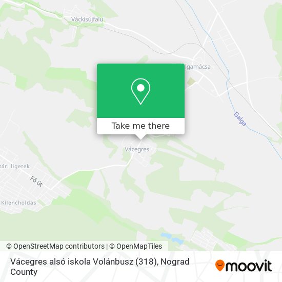 Vácegres alsó iskola Volánbusz (318) map