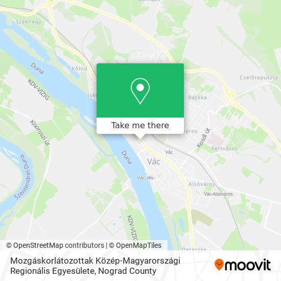 Mozgáskorlátozottak Közép-Magyarországi Regionális Egyesülete map