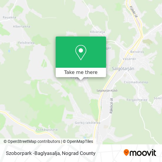 Szoborpark -Baglyasalja map
