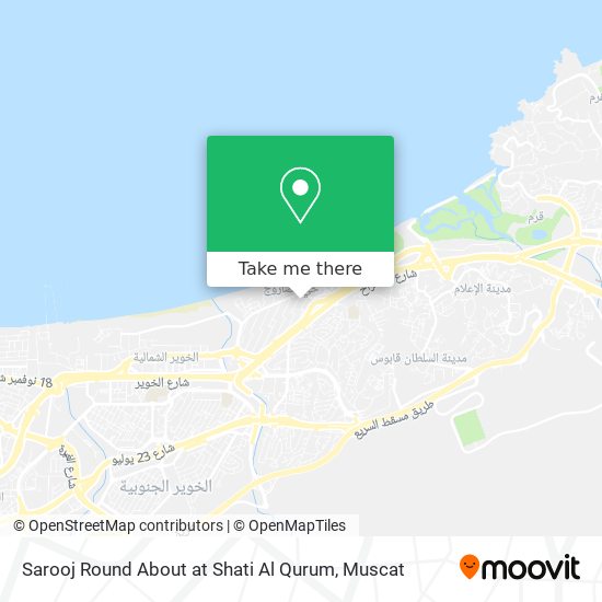 Sarooj Round About at Shati Al Qurum map