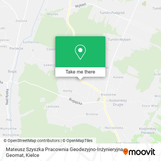 Карта Mateusz Szyszka Pracownia Geodezyjno-Inżynieryjna Geomat