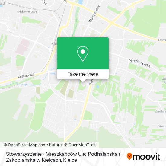 Карта Stowarzyszenie - Mieszkańców Ulic Podhalańska i Zakopiańska w Kielcach