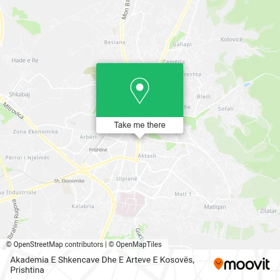 Akademia E Shkencave Dhe E Arteve E Kosovës map