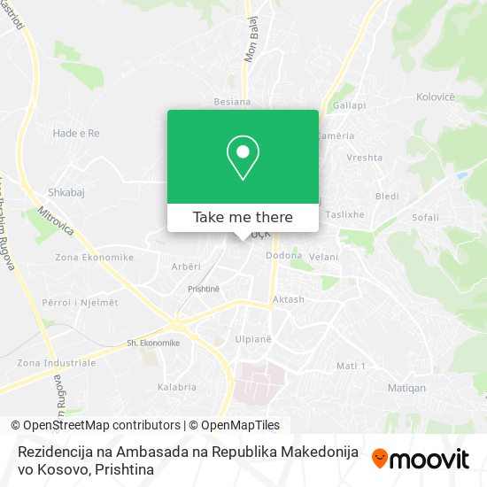 Rezidencija na Ambasada na Republika Makedonija vo Kosovo map