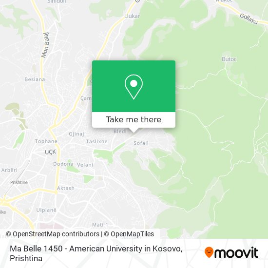 Ma Belle 1450 - American University in Kosovo map