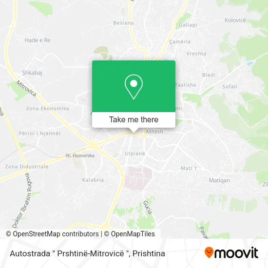 Autostrada " Prshtinë-Mitrovicë " map