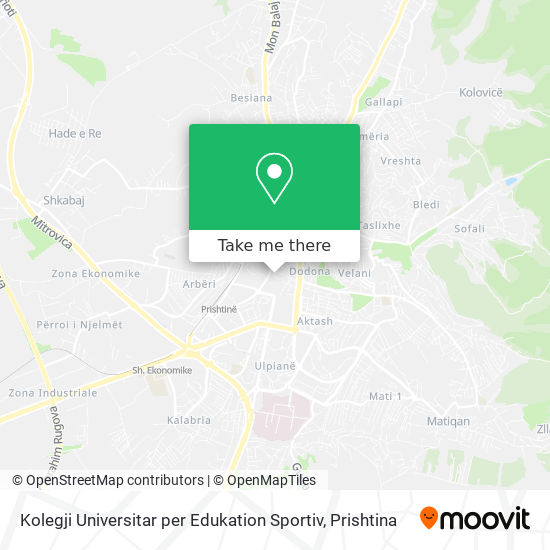 Kolegji Universitar per Edukation Sportiv map