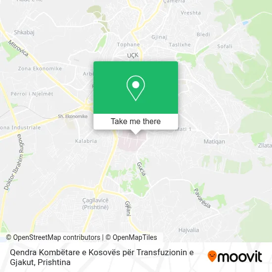Qendra Kombëtare e Kosovës për Transfuzionin e Gjakut map