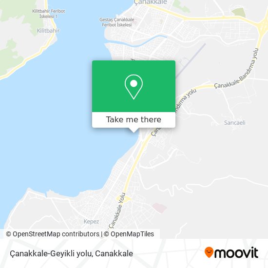 Çanakkale-Geyikli yolu map