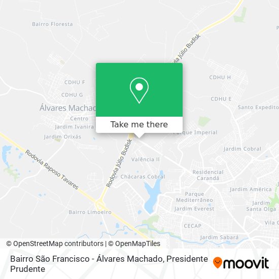 Bairro São Francisco - Álvares Machado map