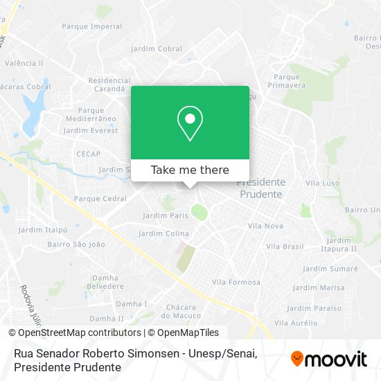 Rua Senador Roberto Simonsen - Unesp / Senai map